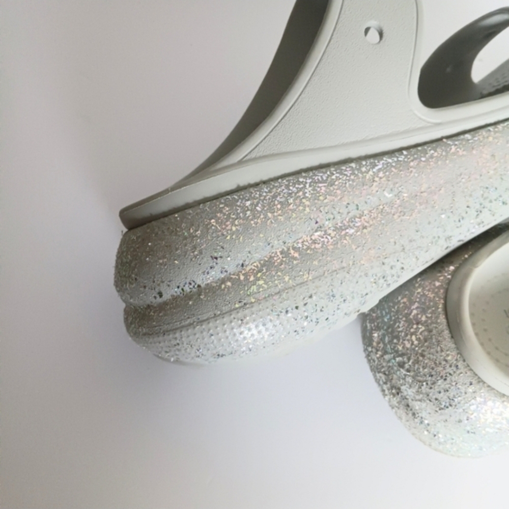 Crocs Crush Glitter Platform Shoes In Gray Size 6 Junior Girls - Picture 4 of 5